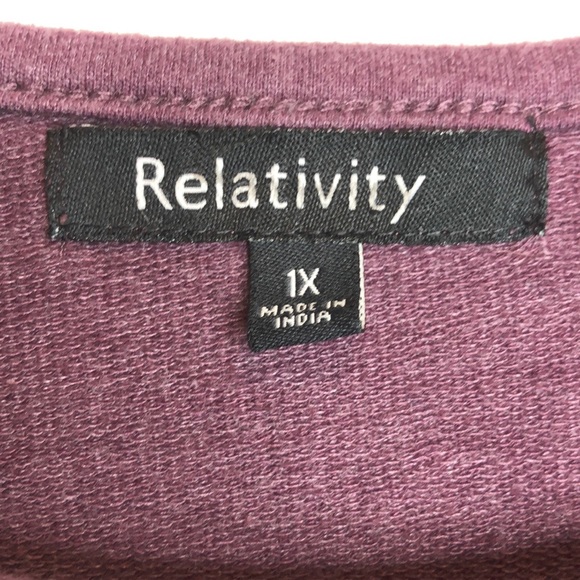 Relativity Stretch Purple Sweatshirt 1X PLUS SIZE - Picture 2 of 7